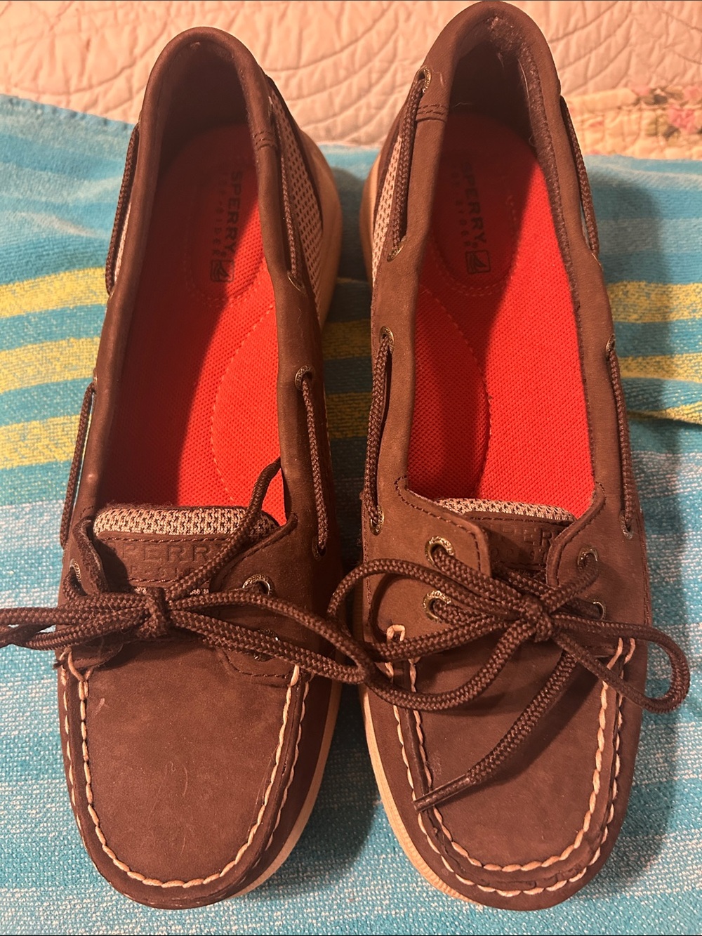 Sperry Women's Brown Boat Shoes with Red Insole